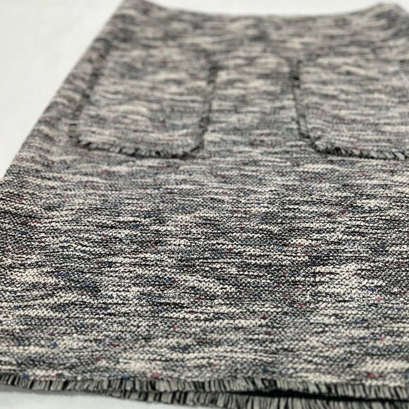 Loft Textured Tweed mini skirt fringe black white gray with pockets chic summer - Picture 2 of 9
